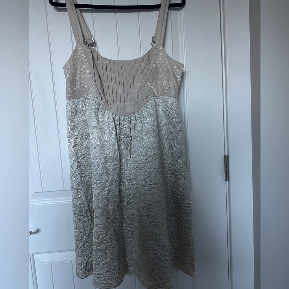 Anthropologie metalic embroidered Dress